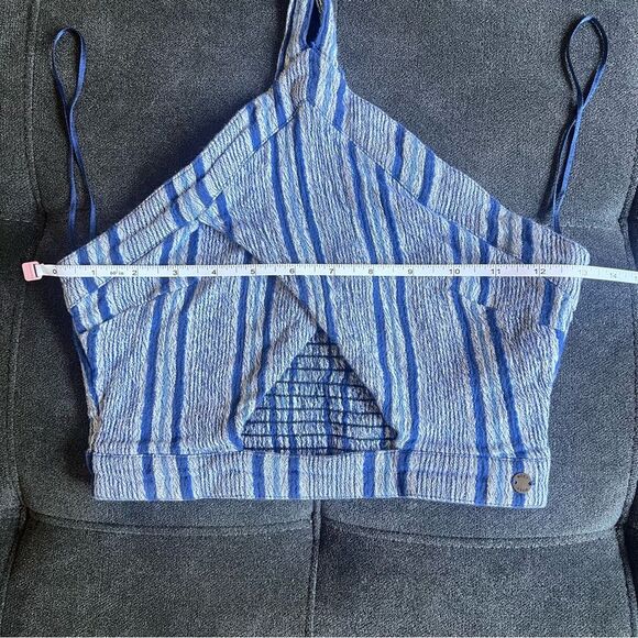 Roxy Blue Striped Cutout Cropped Halter Top - Picture 10 of 10